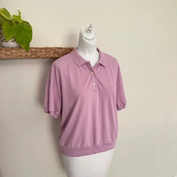 Everlane Organic Cotton Polo Shirt Lavender Purple Collared Top Women’s L - Picture 2 of 9